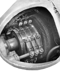 typical dc motor brushes and commutator
