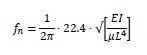 formula to calculate the natural frequency of a pipe