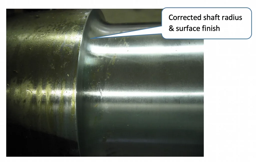 corrected shaft radius with a smooth surface finish