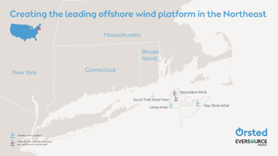 map of orsted and eversource wind farms in the northeast