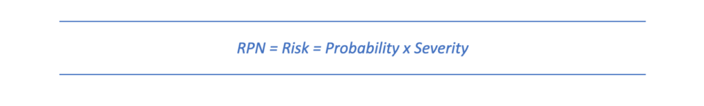 RPN = Risk = Probability x Severity