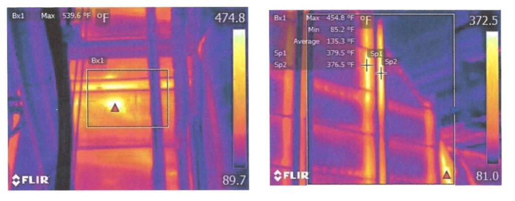 two thermal images from HRSG inlet duct