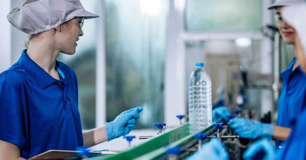 food and beverage industry workers in factory