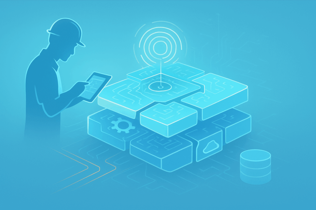 worker using a maintenance app illustration
