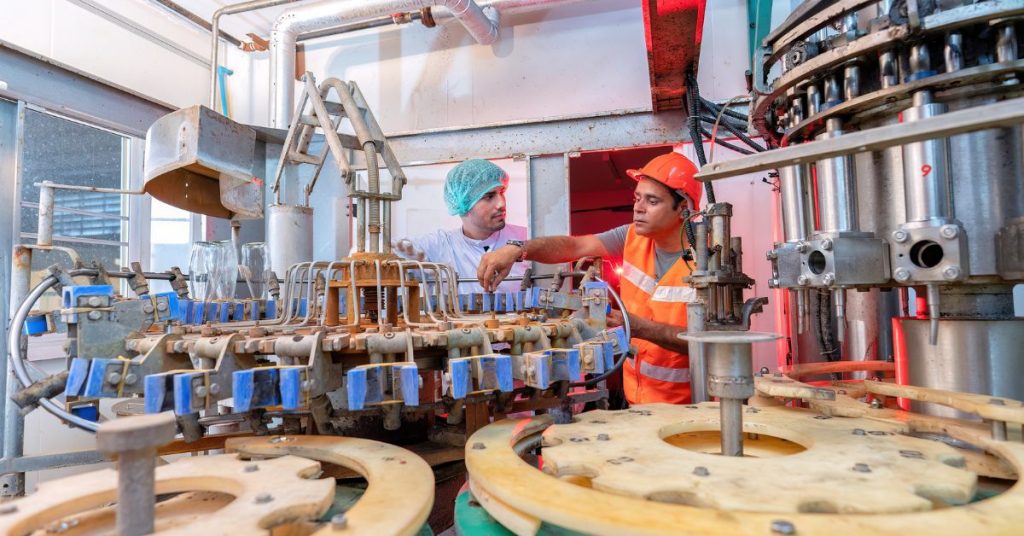 workers in a food processing factory