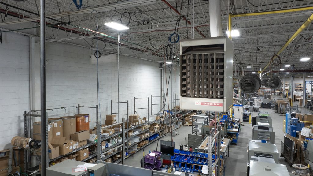 heating unit inside warehouse