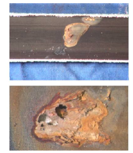 manganese-induced pitting on tubes subjected to periodic heavy chlorination